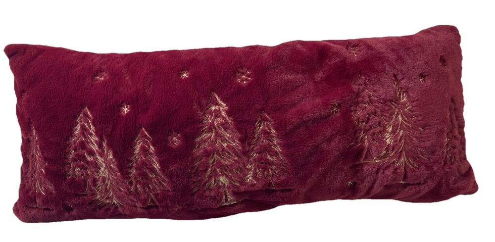 August & Leo Faux Fur Embroidered Winter Forest Body Pillow 35 X 15